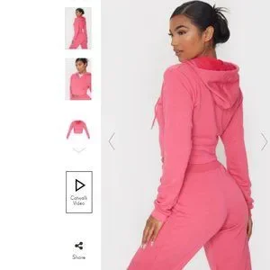 Pink zip up bustier hoodie hotsell